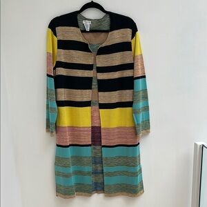 DRIES VAN NOTEN Striped Metallic knit duster long cardigan size Small
